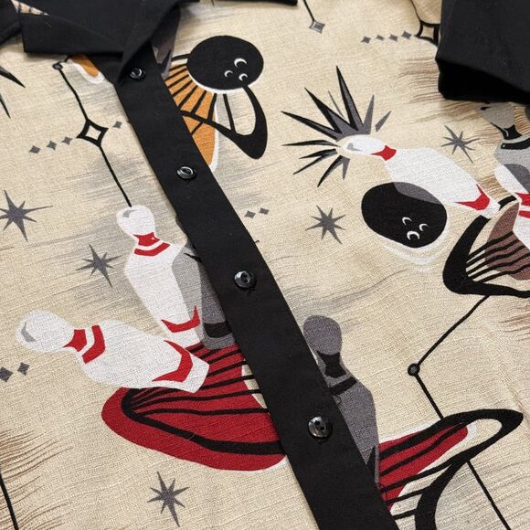 Vintage Steady Last Call Shirt Men XL Black Martini Bowling Rockabilly Retro USA - Picture 5 of 9